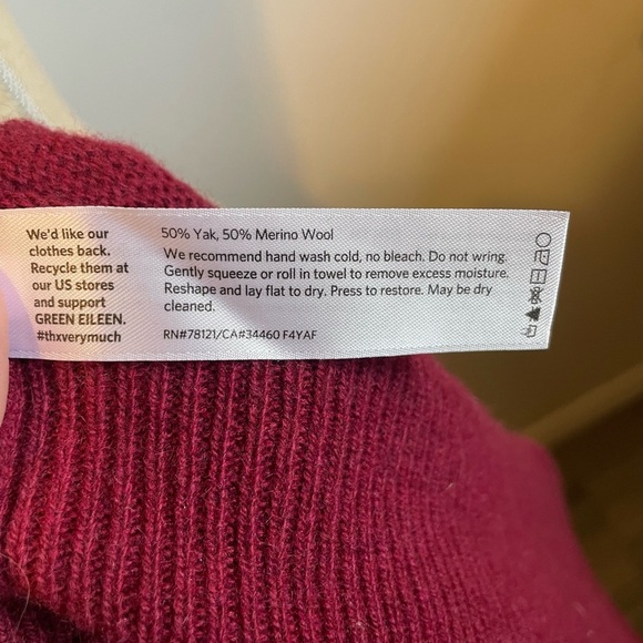 #64-EILEEN FISHER-Pompeii Super Soft Yak/Merino Wool Jewel Neck Knit Top Size XL - Picture 4 of 7